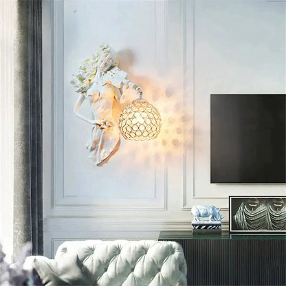 Sculptural Gold Violinist Crystal Wall Lamp