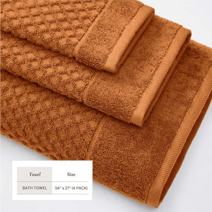 Cotton Diamond Waffle Weave Bath Towel Set
