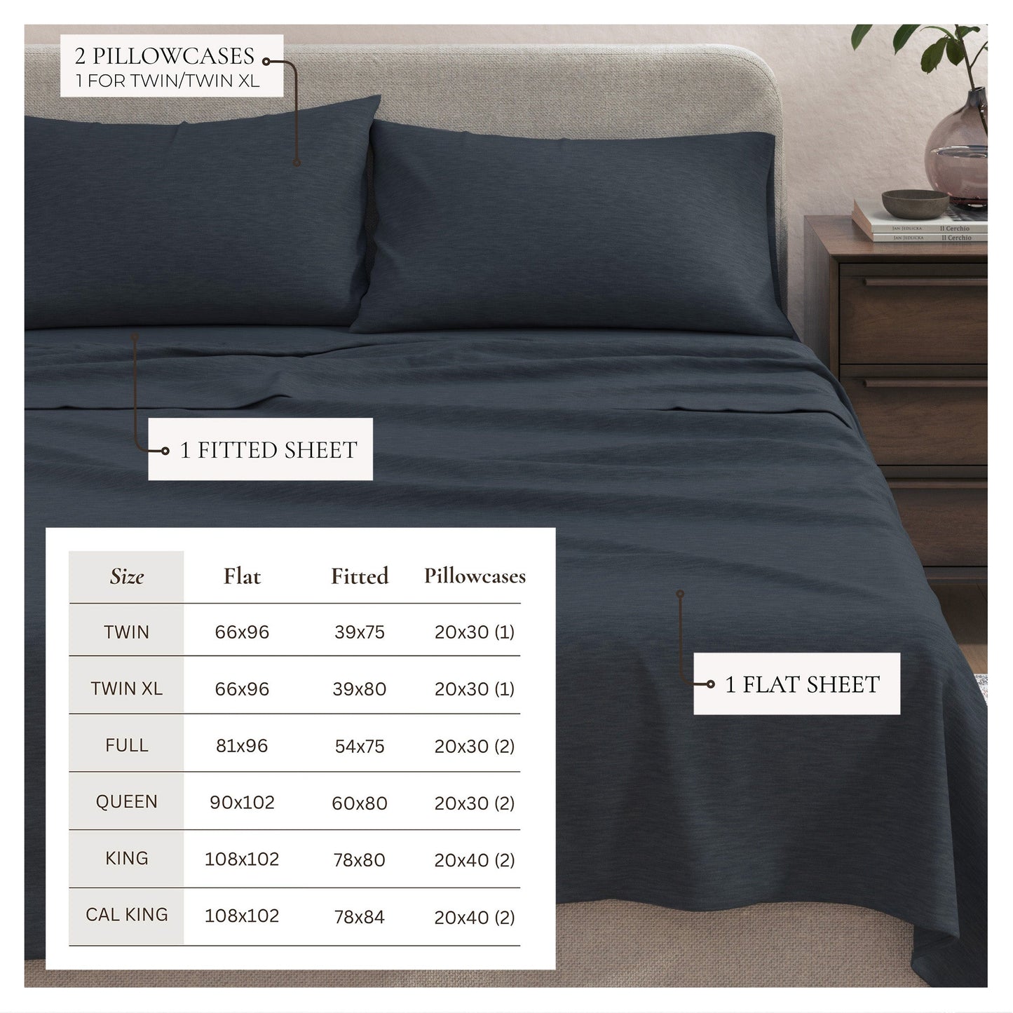 Heathered Jersey and Cotton Blend Bed Sheets