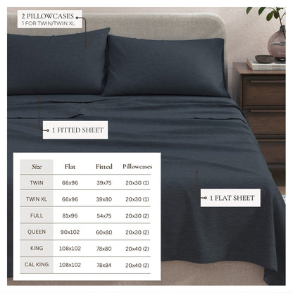 Heathered Jersey and Cotton Blend Bed Sheets