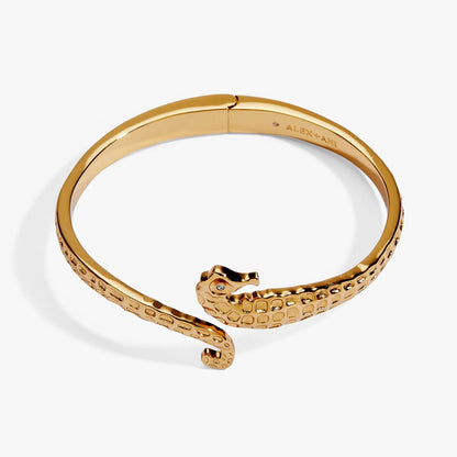 Seahorse Bypass Cuff Bracelet with Stone Eyes