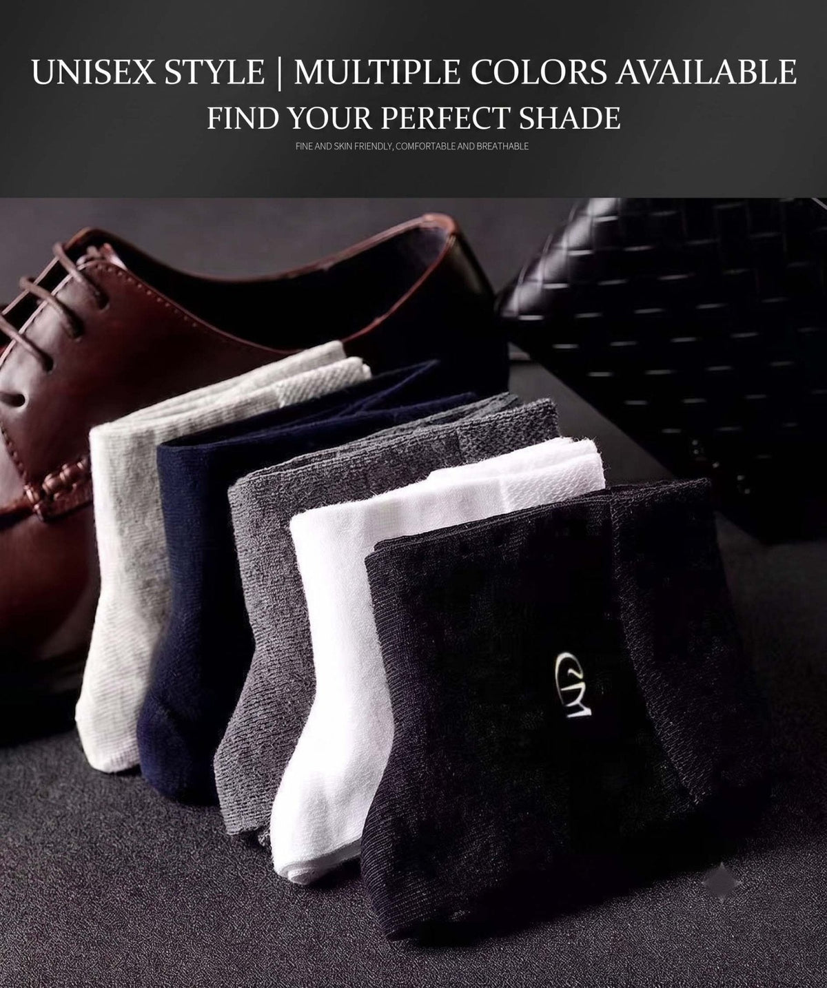 Seamless Cotton Dress Socks Five Pair Unisex Set