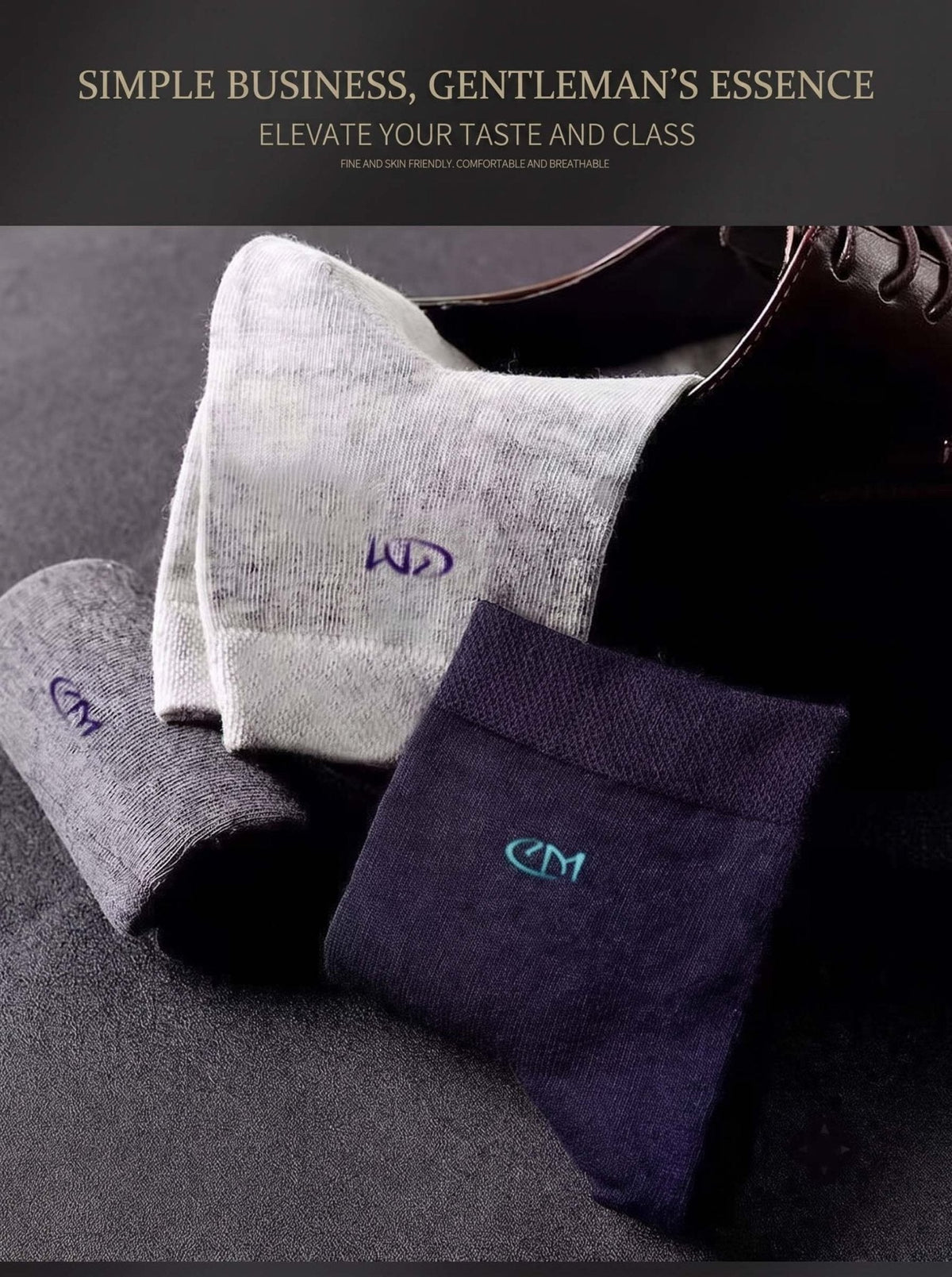 Seamless toe dress socks, 5-pair cotton blend set in gray, white, and navy for unisex size 7-12 by Shaketea on Tampa Home & Garden Store