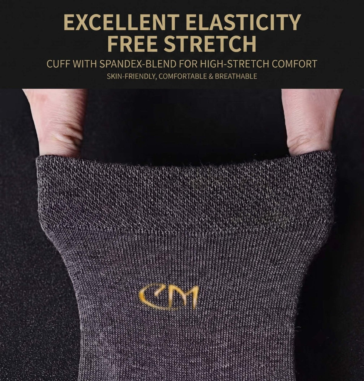 Seamless toe dress socks cotton blend 5-pair pack unisex size 7–12 crew socks with gold CM logo on Tampa Home & Garden Store