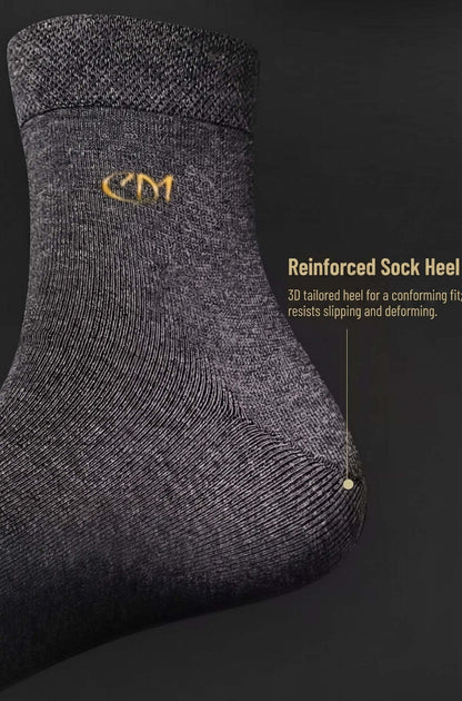 Seamless Toe Dress Socks Shaketea, charcoal gray cotton blend with reinforced heel, crew socks on Tampa Home & Garden Store