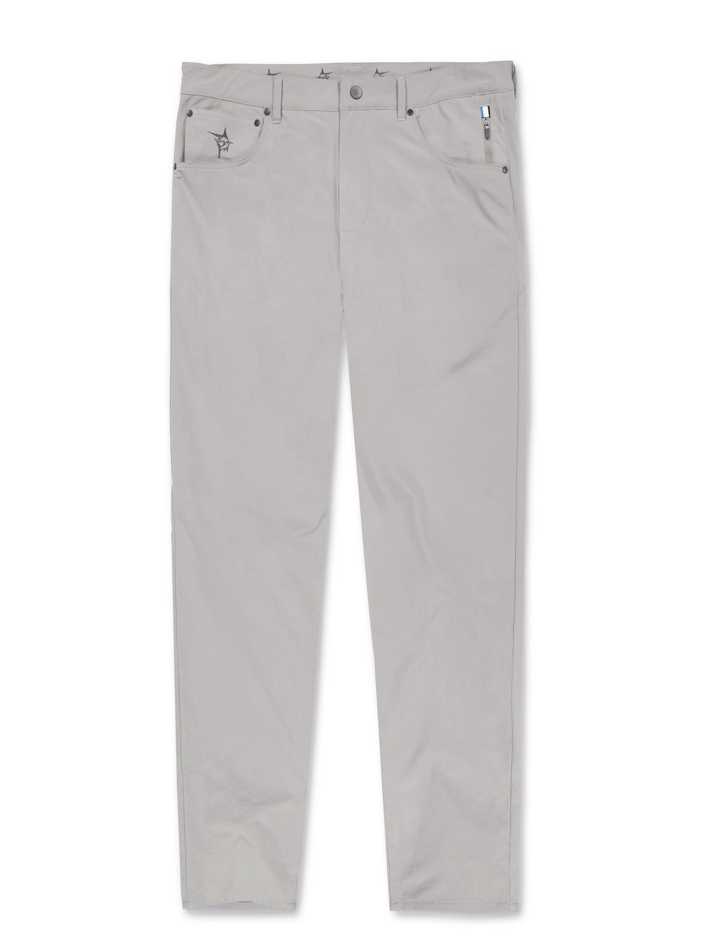 Seaport Pants by White Water Life, light gray casual pants with front pockets and subtle logo on Tampa Home & Garden Store