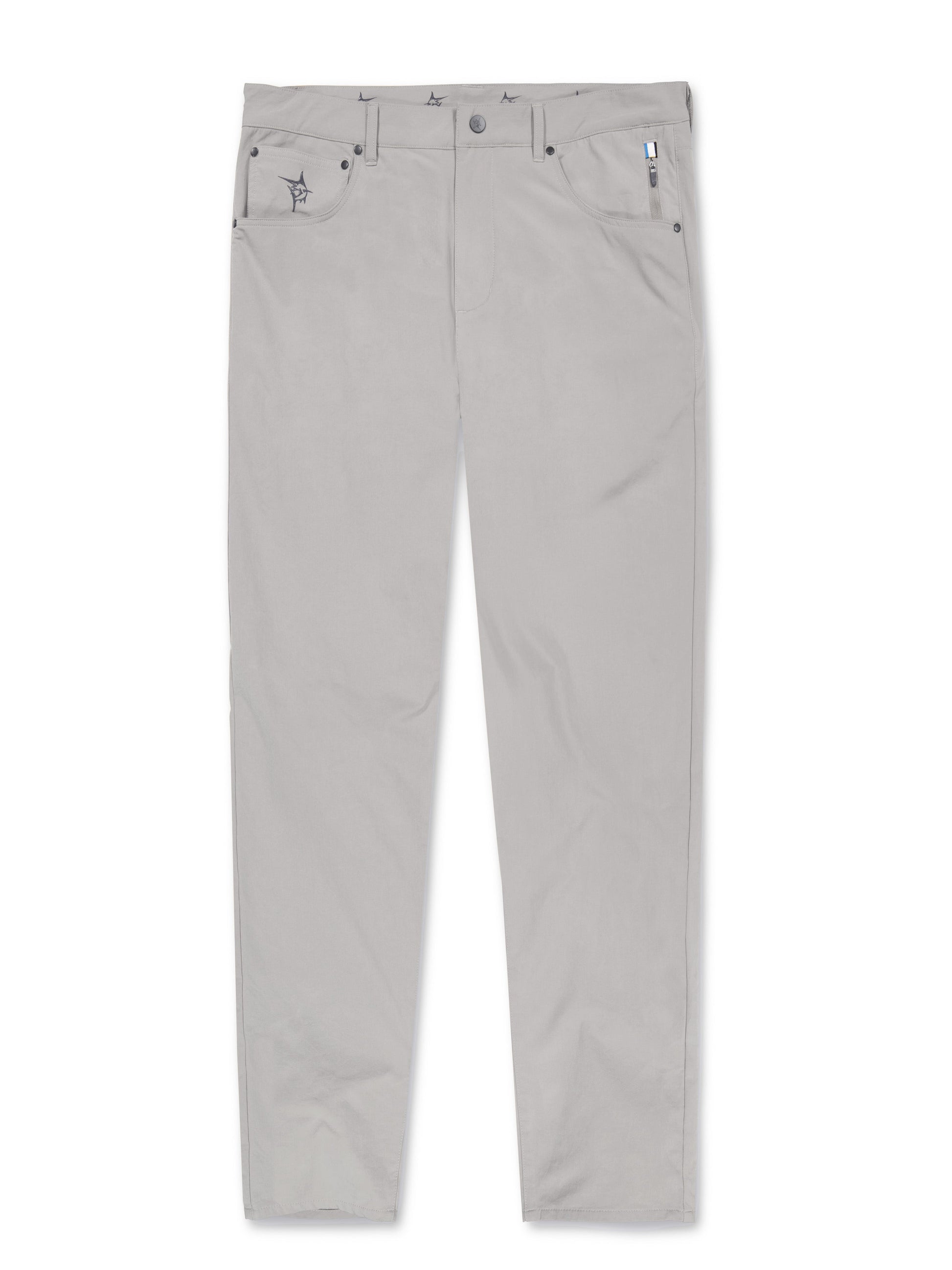Seaport Pants by White Water Life, light gray casual pants with front pockets and subtle logo on Tampa Home & Garden Store