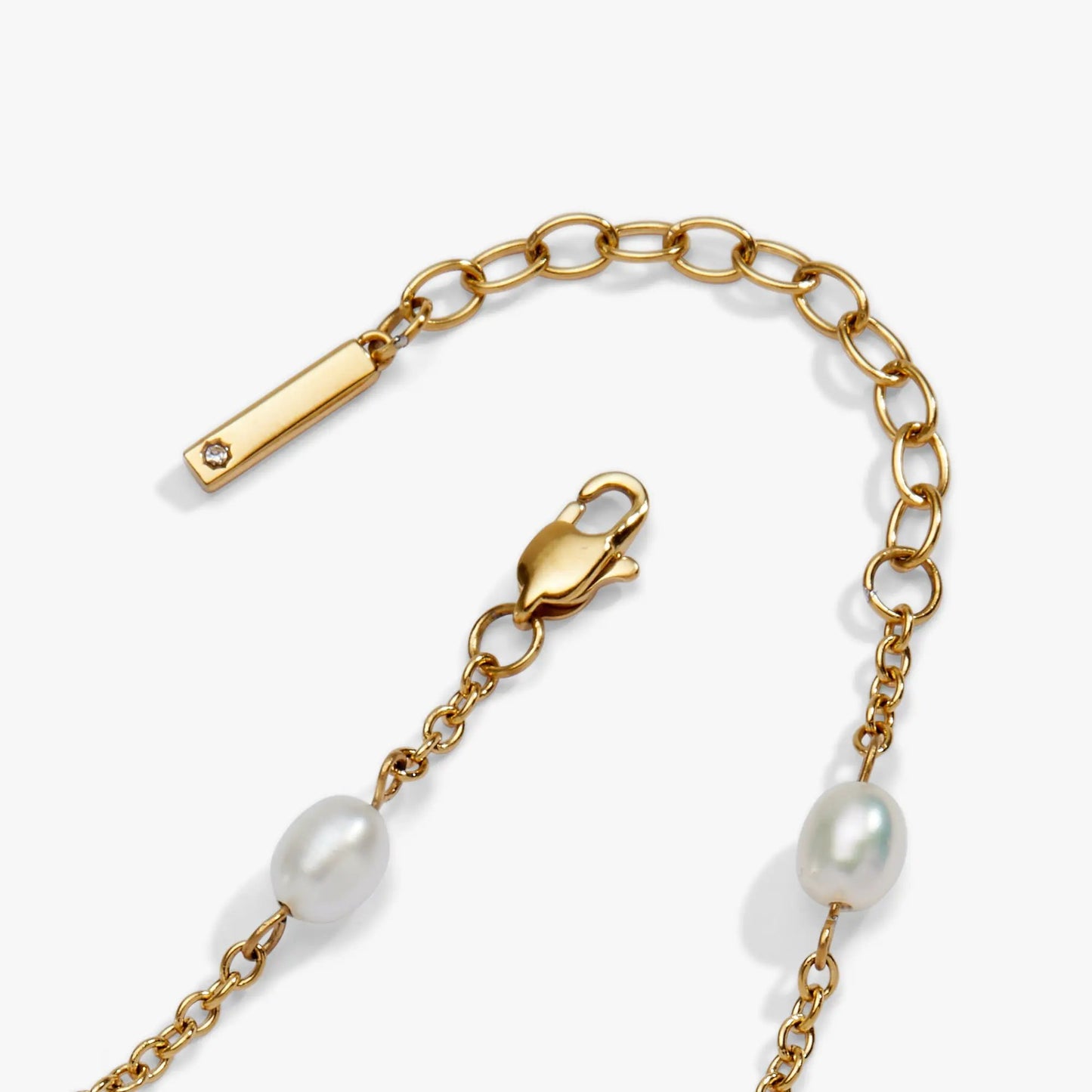 Gold-tone Seashell & Pearl Inline Charm Anklet by ALEX AND ANI with pearl beads on Tampa Home & Garden Store