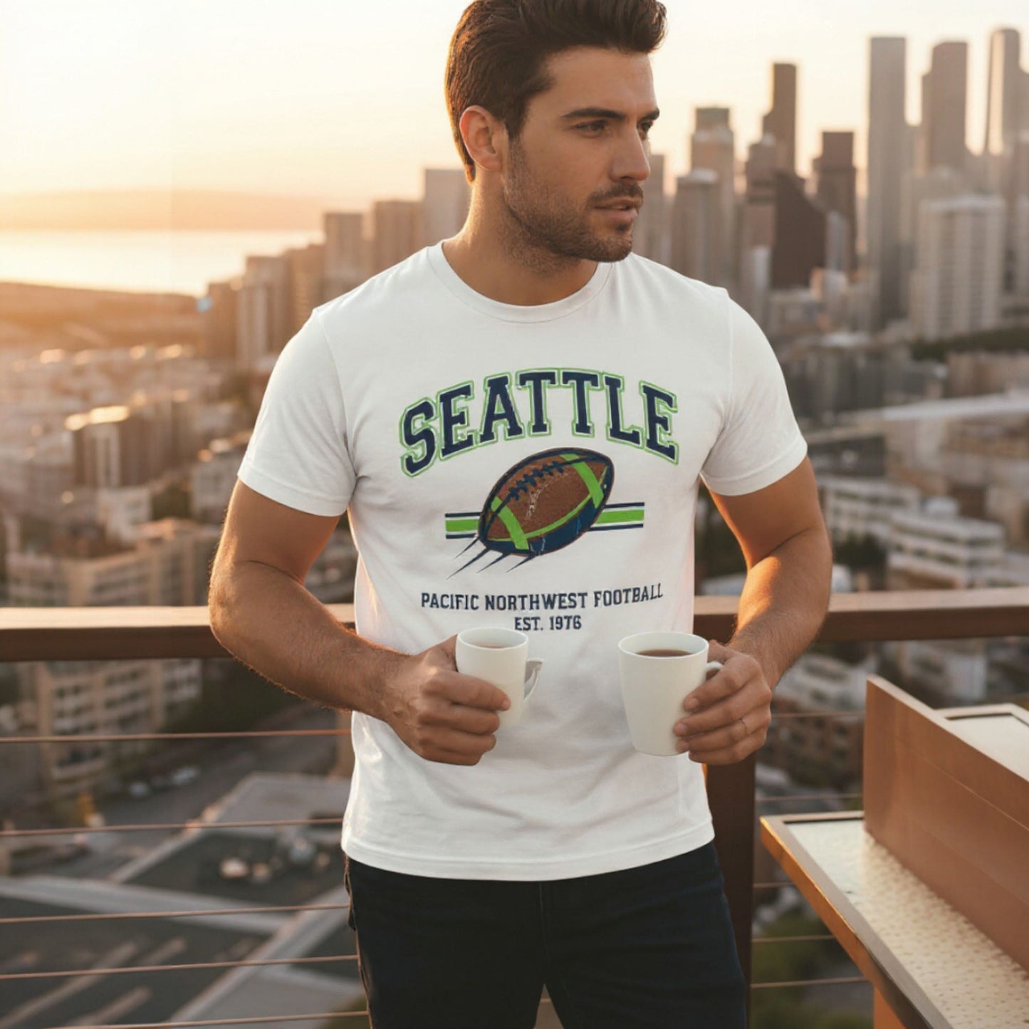 Seattle football tee and Pacific Northwest 1976