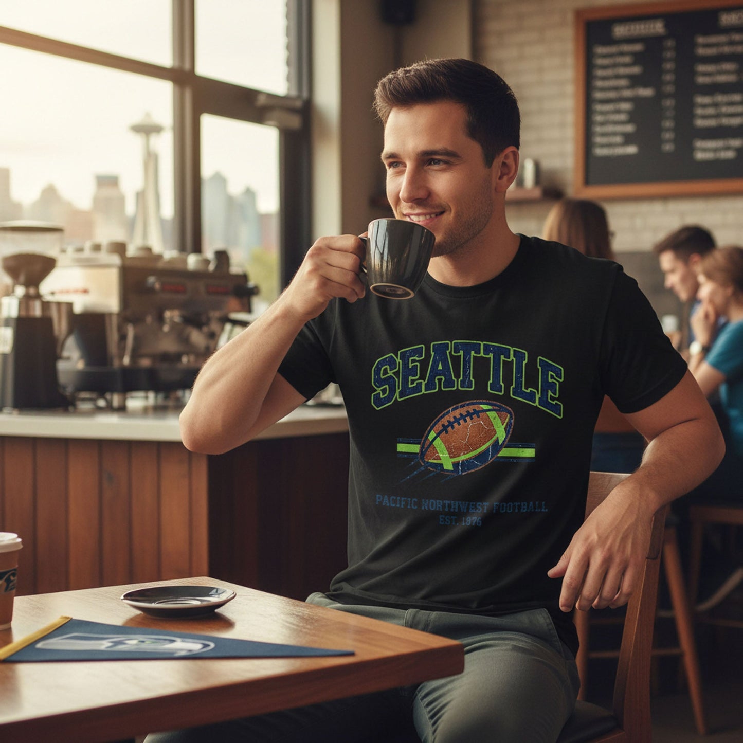 Seattle football tee and Pacific Northwest 1976
