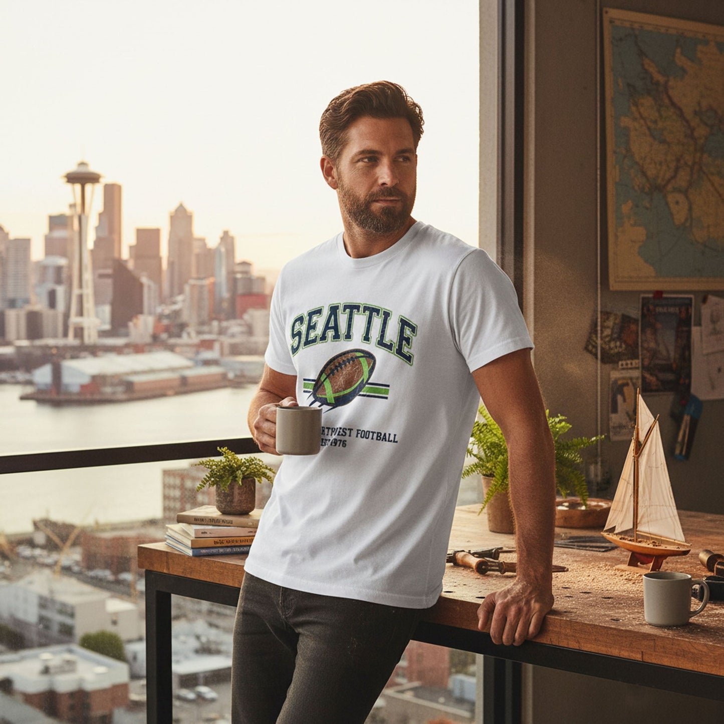 Seattle football tee and Pacific Northwest 1976