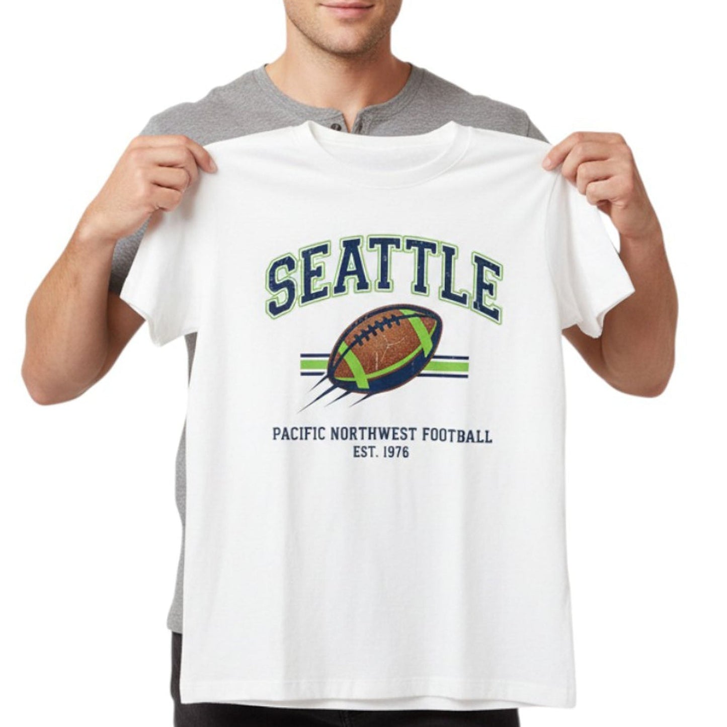Seattle football tee and Pacific Northwest 1976