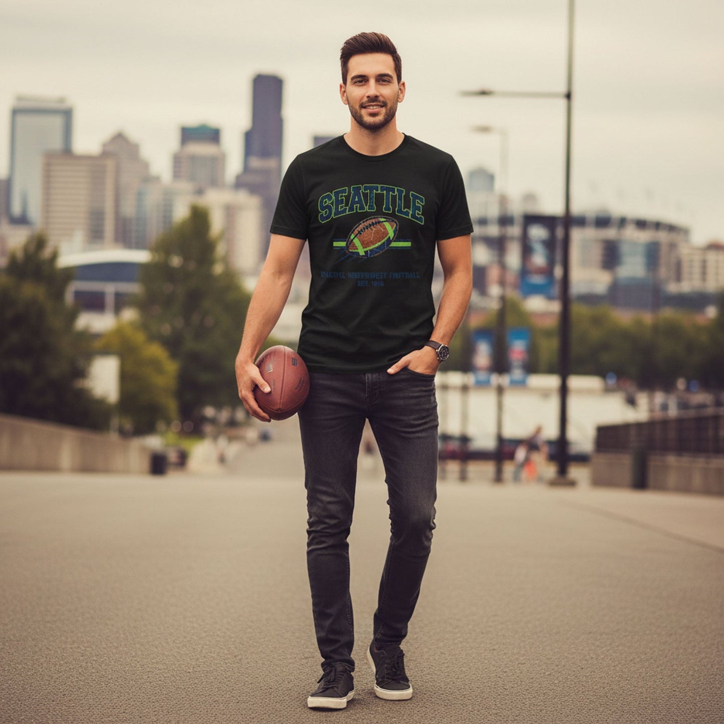 Seattle football tee and Pacific Northwest 1976