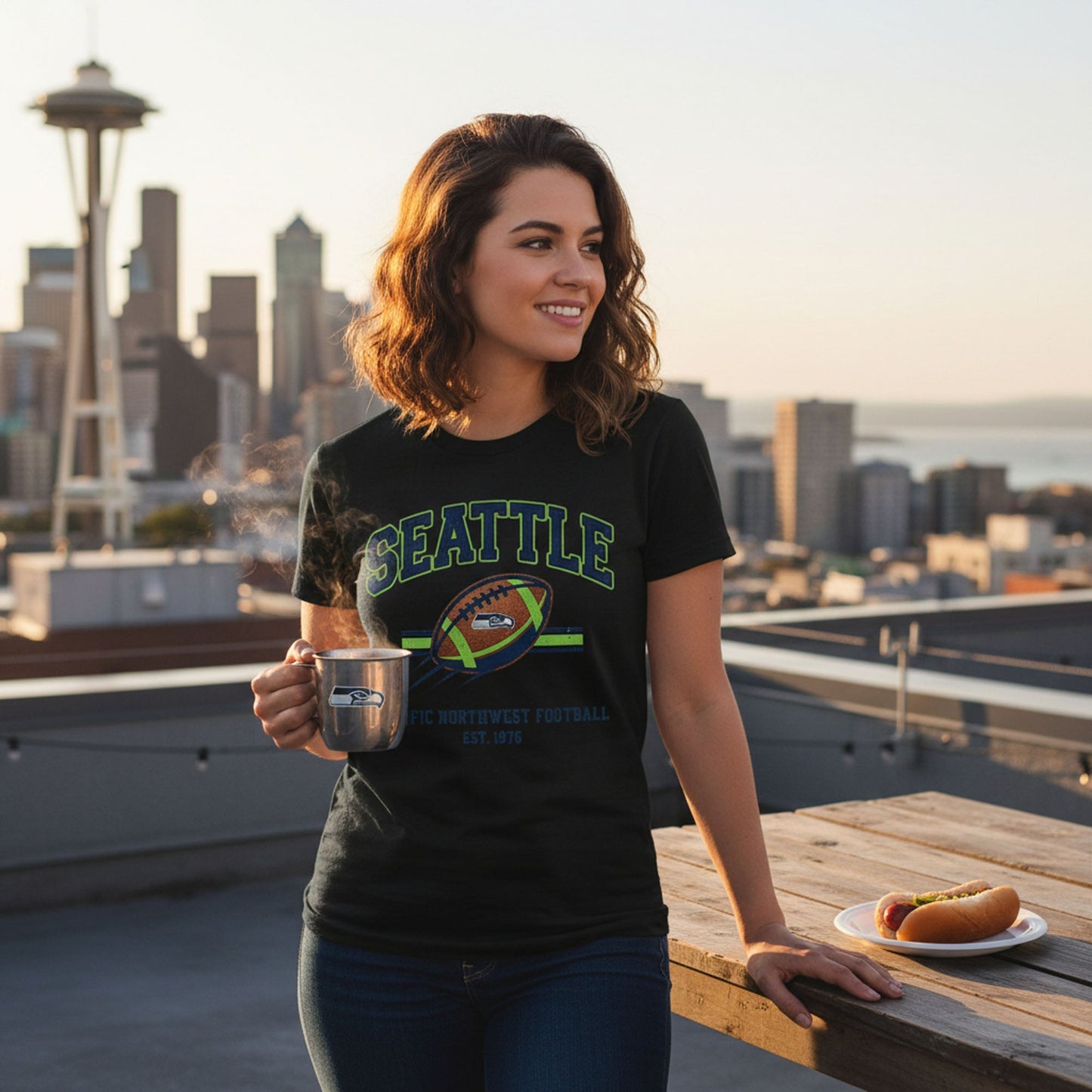 Seattle football tee and Pacific Northwest 1976