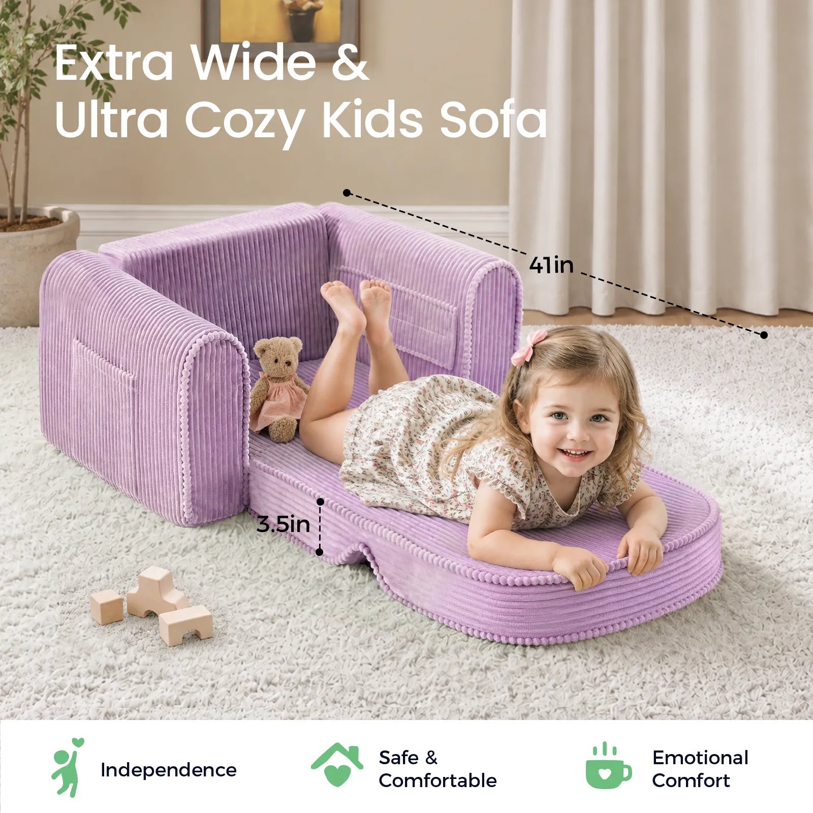 Tiny Land GentleSnug Corduroy Kid Chair lavender corduroy kid chair play sofa on Tampa Home & Garden Store