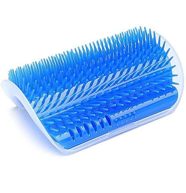 Self Groomer Cat Brush blue plastic massager with curved ergonomic design for cats on Tampa Home & Garden Store
