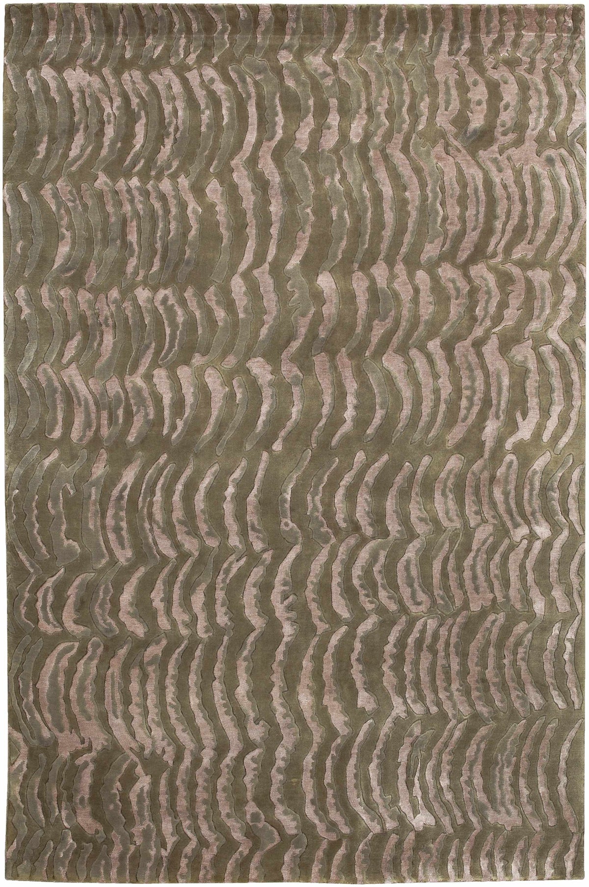 Selma Area Carpet rug in olive green with dusty pink wavy abstract pattern on Tampa Home & Garden Store