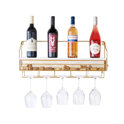 Gold Wall Mounted Wine Rack and Cork Storage