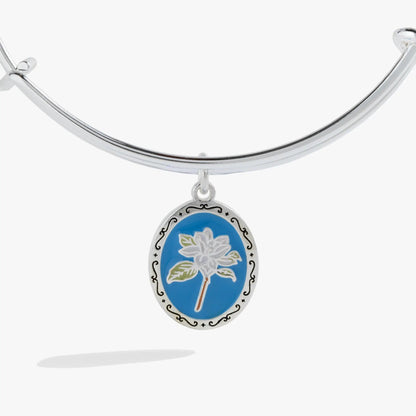 Sending Love Charm Bangle by ALEX AND ANI with blue enamel oval pendant on silver bracelet on Tampa Home & Garden Store