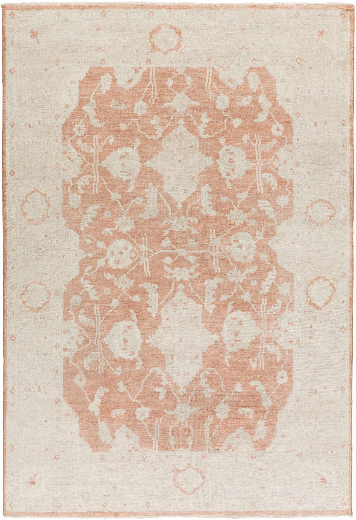 Seney Peach Area Rug by Boutique Rugs peach ivory floral center medallion clearance on Tampa Home & Garden Store