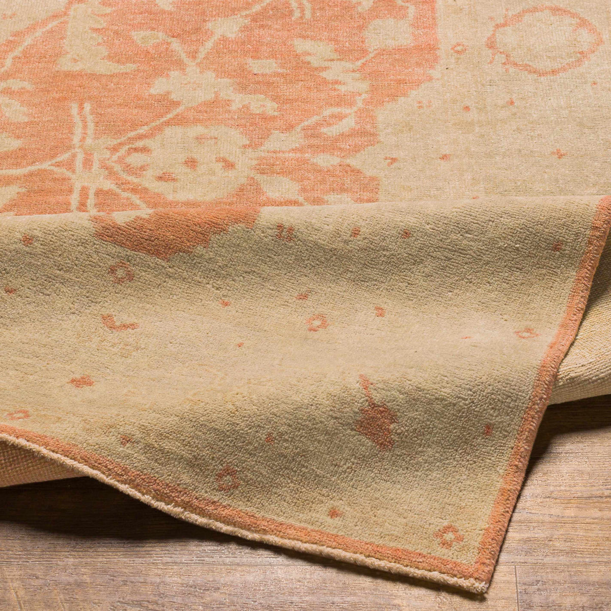 Seney Peach Area Rug by Boutique Rugs peach and cream tones, subtle pattern, plush pile on Tampa Home & Garden Store