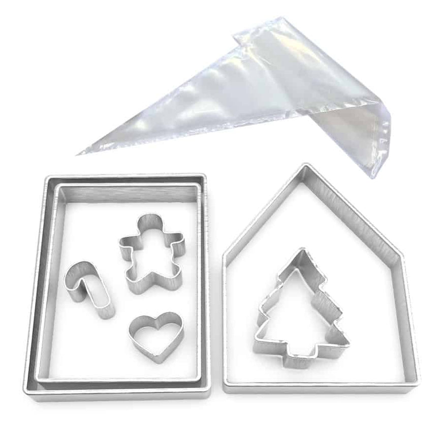 Maison en pain d'épice, kit de 12 pièces à cuire