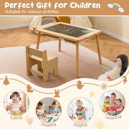 Sensory Table and Chair Set for Kids 2-8 with Foldable Bins