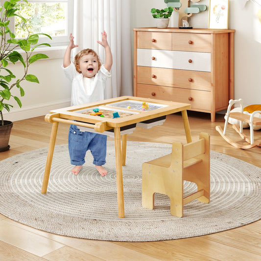Sensory Table and Chair Set for Kids 2-8 with Foldable Bins - Tampa Home & Garden Store