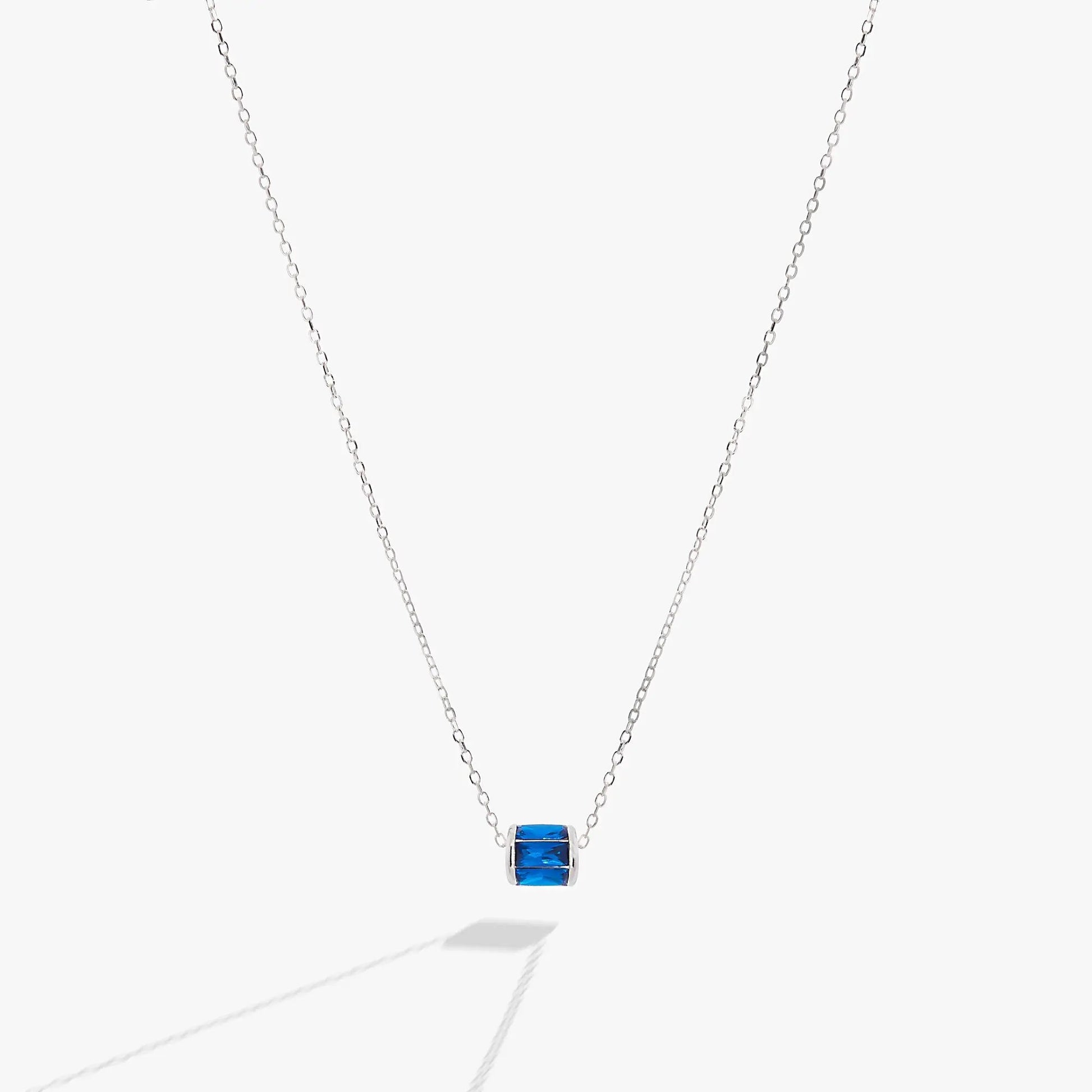 September Birthstone Pendant Necklace by ALEX AND ANI blue sapphire stones on a silver chain on Tampa Home & Garden Store