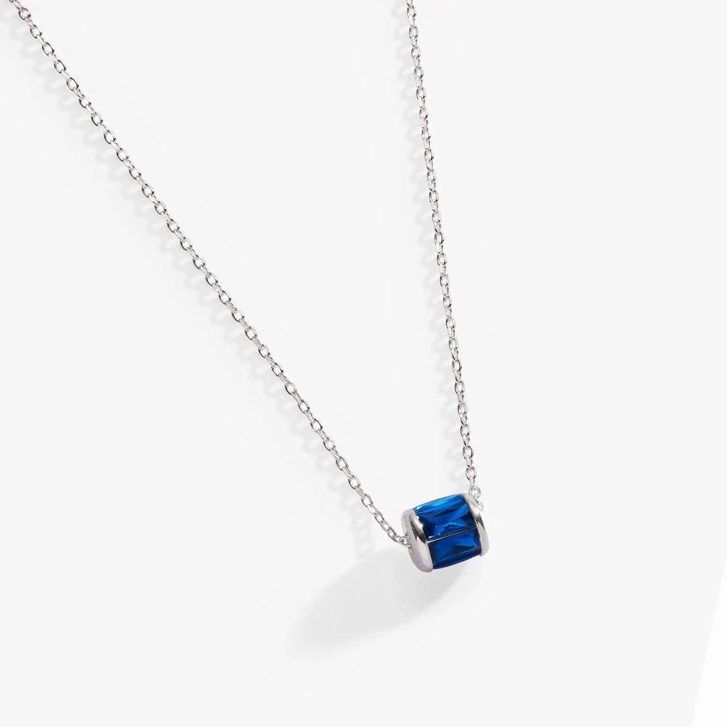 September Birthstone Pendant Necklace by ALEX AND ANI with blue gemstone in silver bezel on Tampa Home & Garden Store