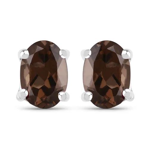 3.14 ct smoky quartz jewelry set: studs in .925 sterling silver prongs, Bids.com pair on Tampa Home & Garden Store
