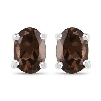 3.14 ct smoky quartz jewelry set: studs in .925 sterling silver prongs, Bids.com pair on Tampa Home & Garden Store