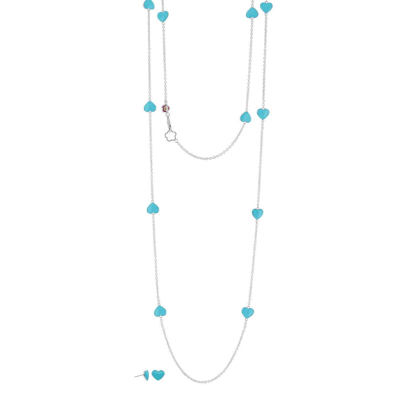 Lots of Love Necklace & Earring Set turquoise hearts on silver chains by Lauren G Adams on Tampa Home & Garden Store