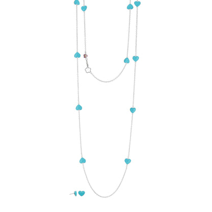 Lots of Love Necklace & Earring Set turquoise hearts on silver chains by Lauren G Adams on Tampa Home & Garden Store