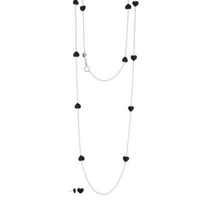 Lots of Love Necklace & Earring Set by Lauren G Adams, silver chain with black heart charms on Tampa Home & Garden Store