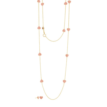 Lots of Love Necklace & Earring Set gold-tone chains with pink heart charms by Lauren G Adams on Tampa Home & Garden Store