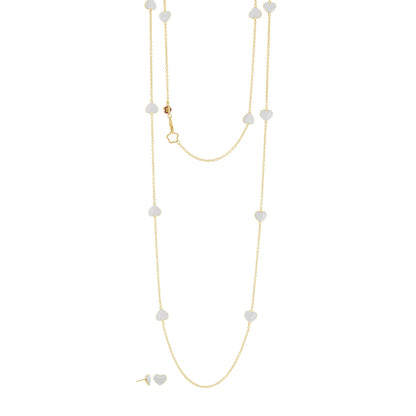 Lots of Love Necklace & Earring Set Lauren G Adams — gold-tone layered chains with white heart charms; 2 necklaces and earrings on Tampa Home & Garden Store