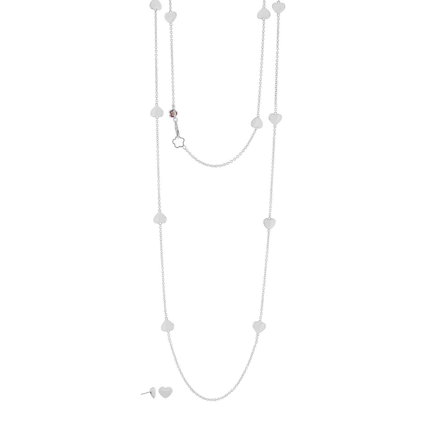 Lots of Love Necklace & Earring Set by Lauren G Adams, silver-tone heart chain jewelry on Tampa Home & Garden Store