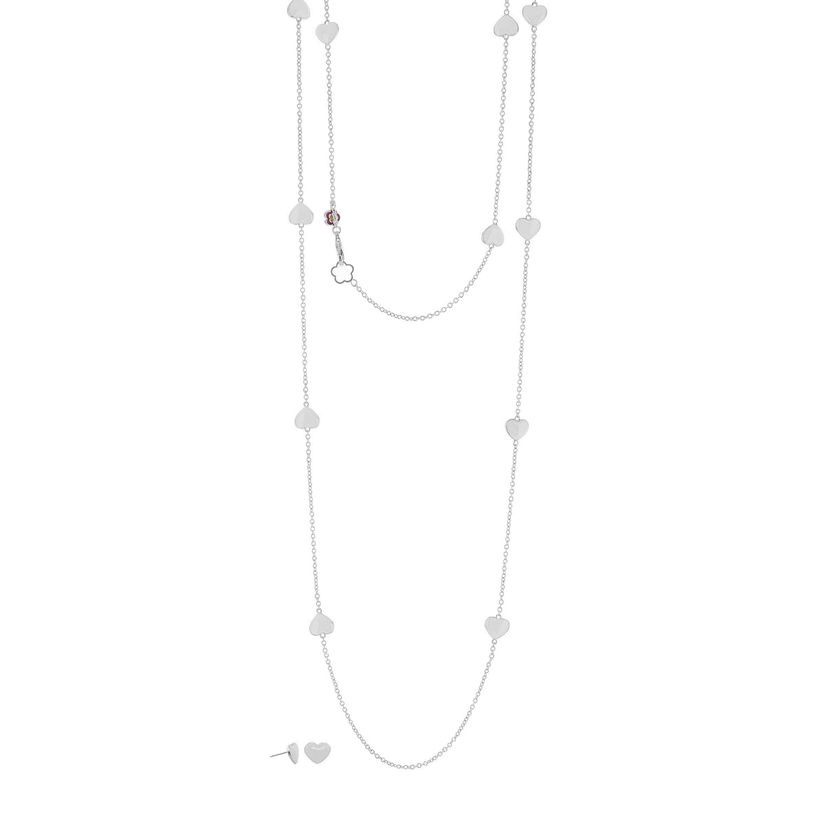 Lots of Love Necklace & Earring Set by Lauren G Adams, silver-tone heart chain jewelry on Tampa Home & Garden Store