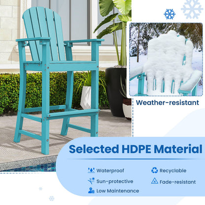 Set of 2 Counter Height Outdoor HDPE Bar Stool with Armrests and Footrest - Tampa Home & Garden Store
