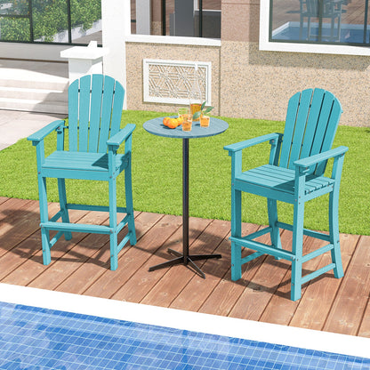 Set of 2 Counter Height Outdoor HDPE Bar Stool with Armrests and Footrest - Tampa Home & Garden Store