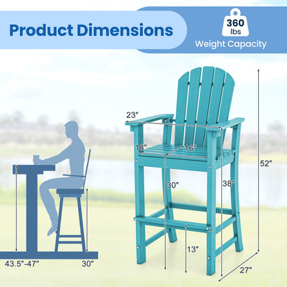 Set of 2 Counter Height Outdoor HDPE Bar Stool with Armrests and Footrest - Tampa Home & Garden Store