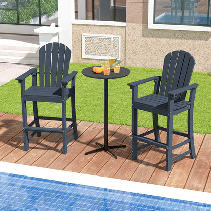 Set of 2 Counter Height Outdoor HDPE Bar Stool with Armrests and Footrest - Tampa Home & Garden Store