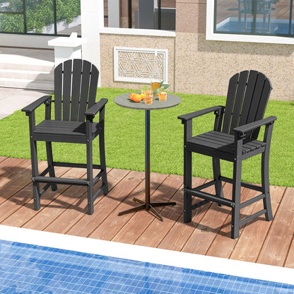 Set of 2 Counter Height Outdoor HDPE Bar Stool with Armrests and Footrest - Tampa Home & Garden Store