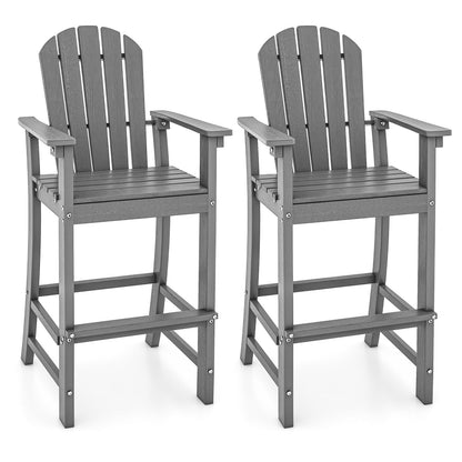 Set of 2 Counter Height Outdoor HDPE Bar Stool with Armrests and Footrest - Tampa Home & Garden Store