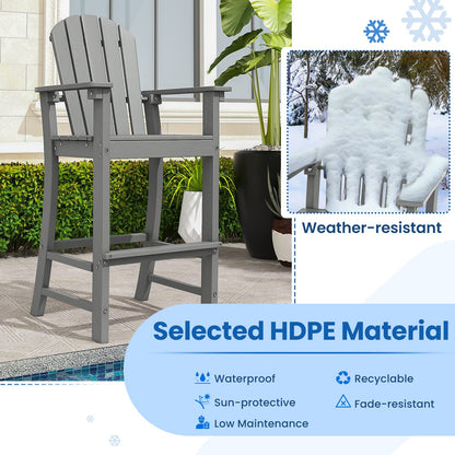 Set of 2 Counter Height Outdoor HDPE Bar Stool with Armrests and Footrest - Tampa Home & Garden Store