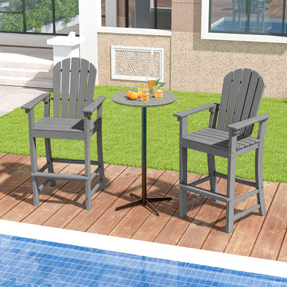 Set of 2 Counter Height Outdoor HDPE Bar Stool with Armrests and Footrest - Tampa Home & Garden Store
