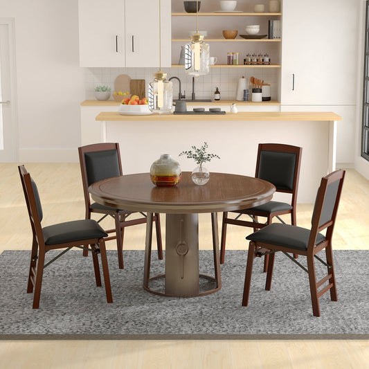 Set of 2 Folding Dining Chairs with Padded Seat and High Backrest-Brown - Tampa Home & Garden Store
