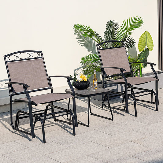 Set of 2 Outdoor Metal Glider Armchairs with Weather-resistant Fabric - Tampa Home & Garden Store