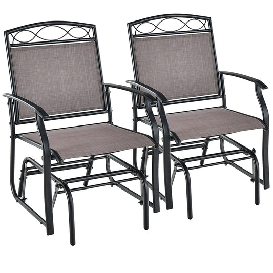 Set of 2 Outdoor Metal Glider Armchairs with Weather-resistant Fabric - Tampa Home & Garden Store